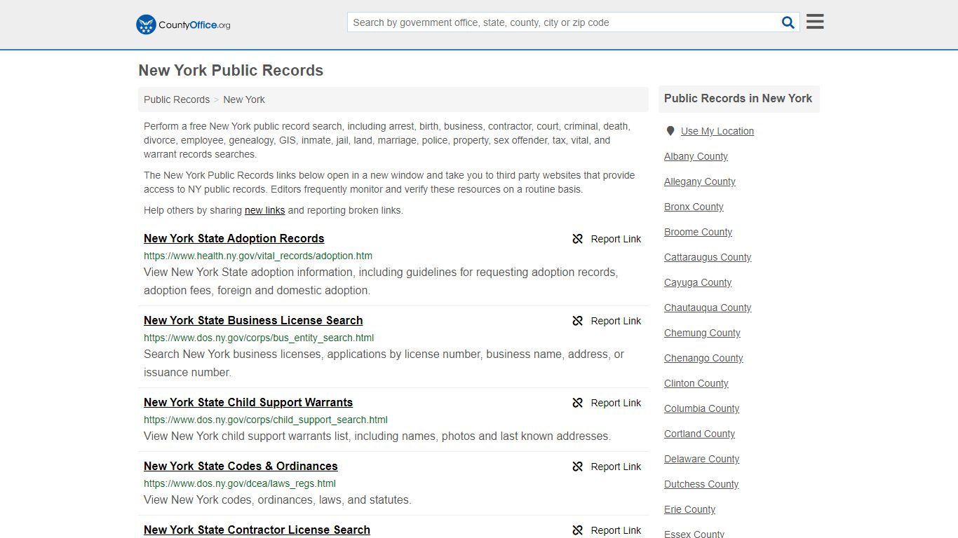 New York Public Records - County Office